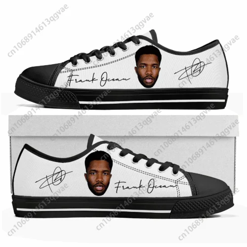 Frank Ocean Canvas Sneakers - Men's & Women's Low Top Casual Shoes, Custom R&B Artist Portrait Print, Hip Hop Fan Gift, Streetwear Lace-Up Footwear