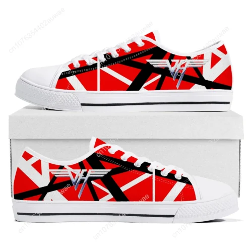 EVH 5150 Striped Canvas Sneakers - Frankenstrat Red Black White Rock Shoes