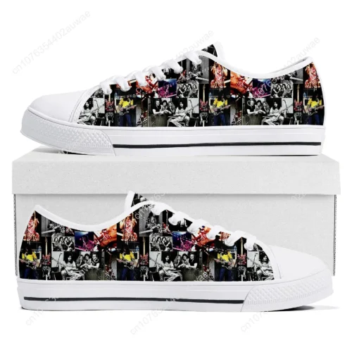 Classic Rock Band Collage Sneakers - Music Legends Print Canvas Shoes