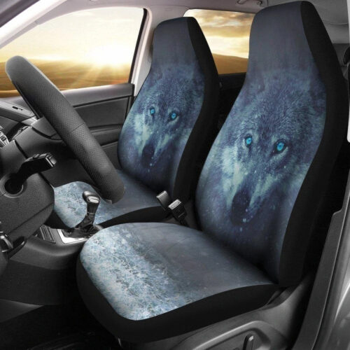 Blue Eyes Wolf Car Seat Covers Custom Car Decoration Accessories