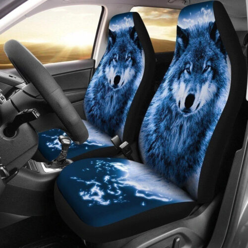 Blue Wolf Car Seat Covers Custom Car Decoration Accessories